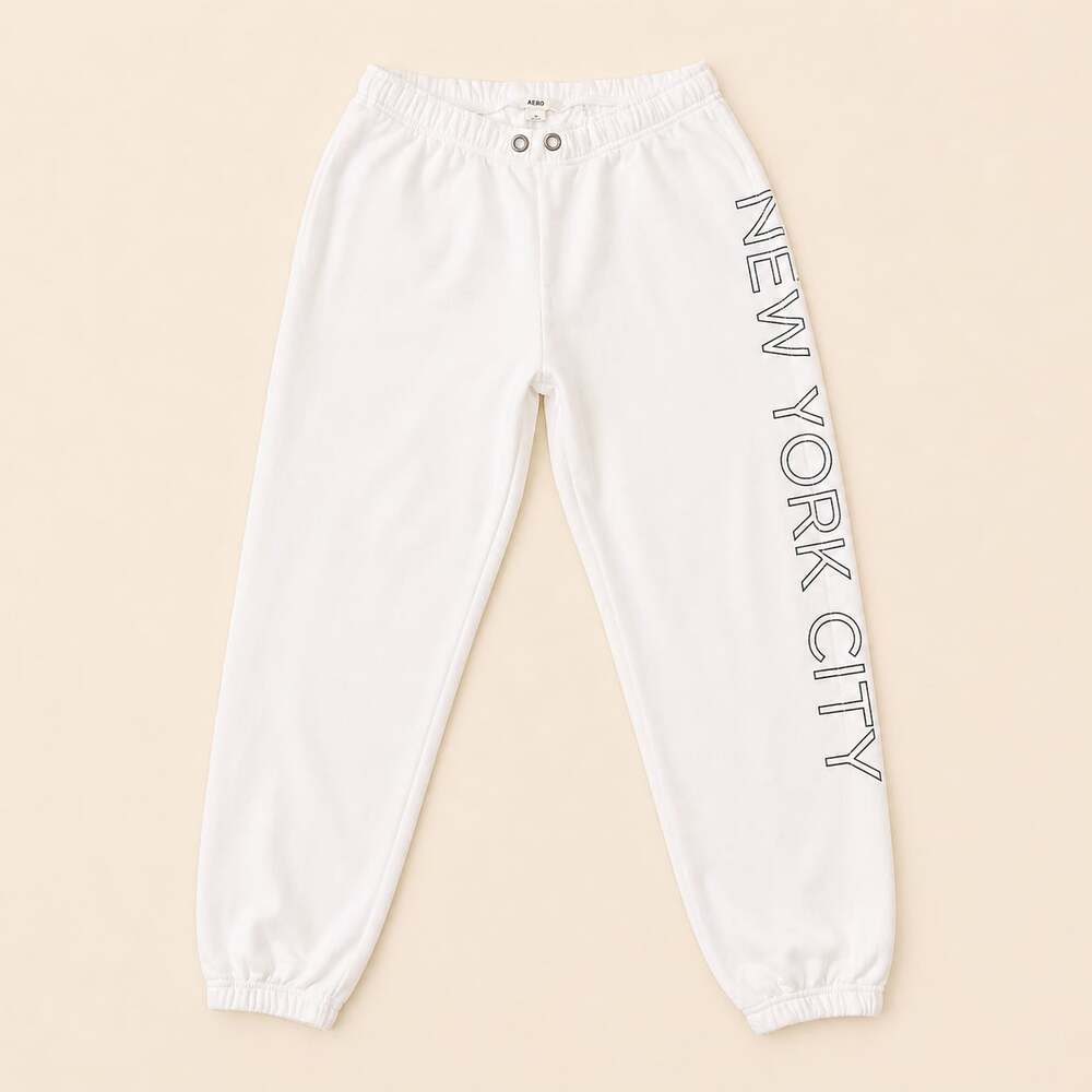 Aero New York White Joggers Sweatpants‎ Size M Y2K Athleisure